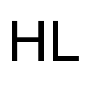 Black HL initials on a white background