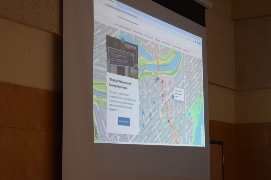 Screen with digital map displayed