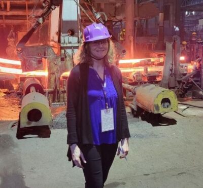 Prof. Alexandra Mallett at a steel plant in India