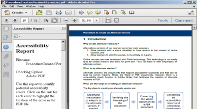 A screenshot of a sample accessibility report