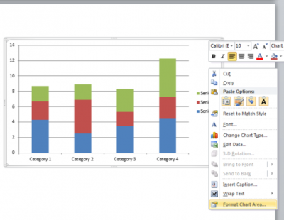 A screenshot of the menu that appears when you right-click a chart