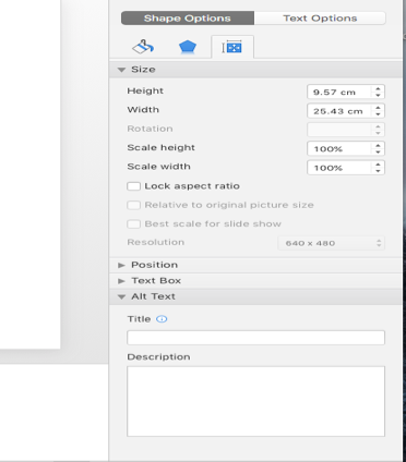 Screenshot of how to add alt text to shapes
