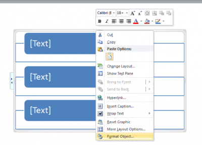 A screenshot of the menu when you right-click on a SmartArt graphic