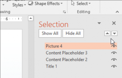 A screenshot of where to order objects in PowerPoint