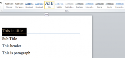 A screenshot of the style pane in Word