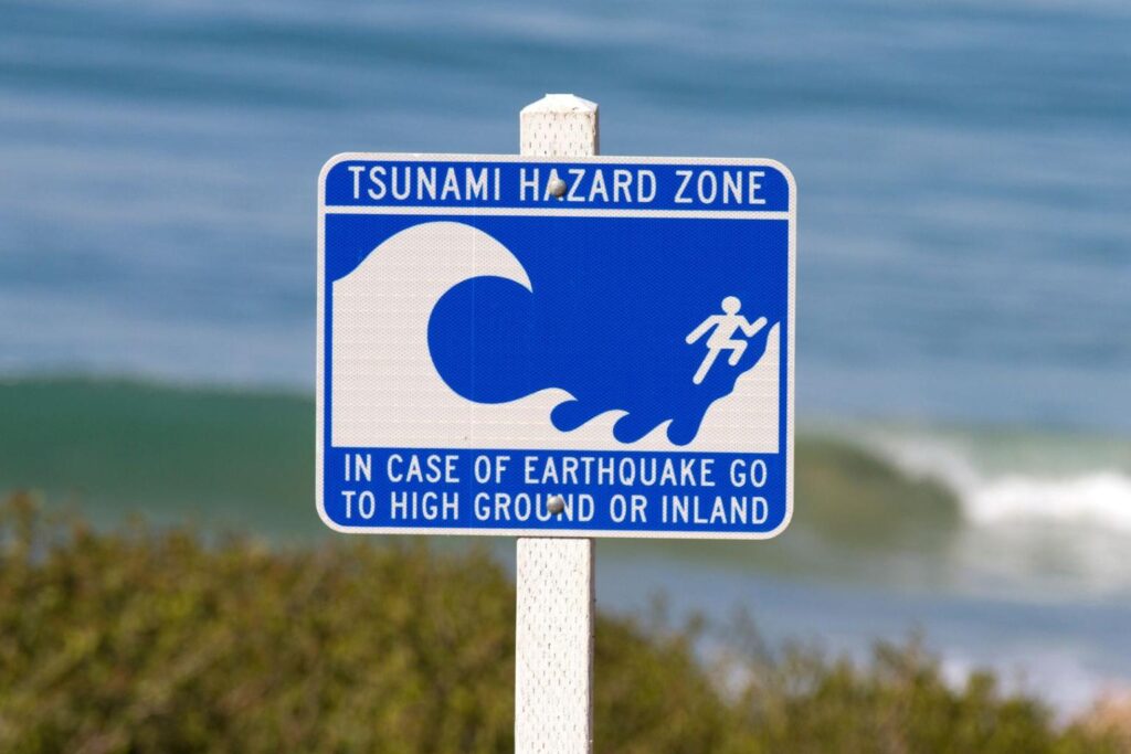 Tsunami Hazard Zone sign c/o World Meterological Organization