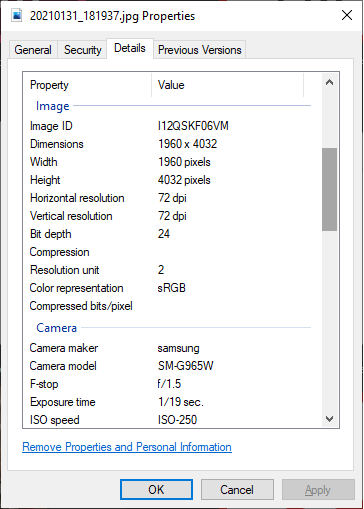 PC - Image Properties Info