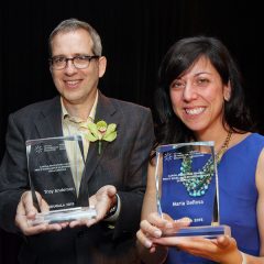Troy Anderson and Maria DeRosa pose with their 2015 Capital Educators' Awards.