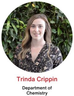 Trinda Crippin headshot. Text: Trinda Crippin, Department of Chemistry