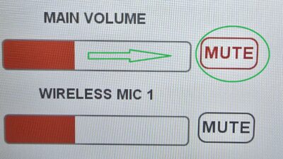Image of AMX Screen - Main Volume UP and Unmute Image of AMX Screen - Main Volume UP and Unmute
