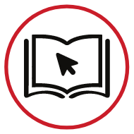 a drawing of a book with a mouse cursor in the middle of it. Outlined by a red circle