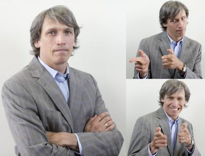 A collage of three photos of Prof. Vince Kazmierski