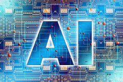 The letters "AI" appear over top computer circuitry
