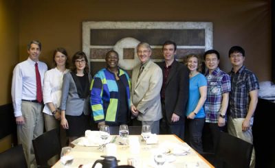 The 2013 CU Teaching Award Winners stand for a photo with Carleton's Associate Vice-President (Teaching and Learning), Joy Mighty, and Provost, Peter Ricketts