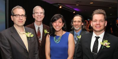 Five of Carleton's finalists for the award get together for a group shot at Edugala 2015: Troy Anderson, Tom Sherwood, Maria DeRosa, Vincent Kazmierski and Wayne Horn