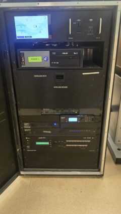Rack with AMX touch panel