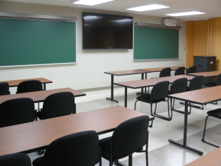 wideshot of classroom with empty seats