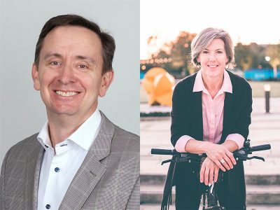 Headshots of Carleton's Fulbright Chairs in SoTL - Peter Felten and Susan Hrach