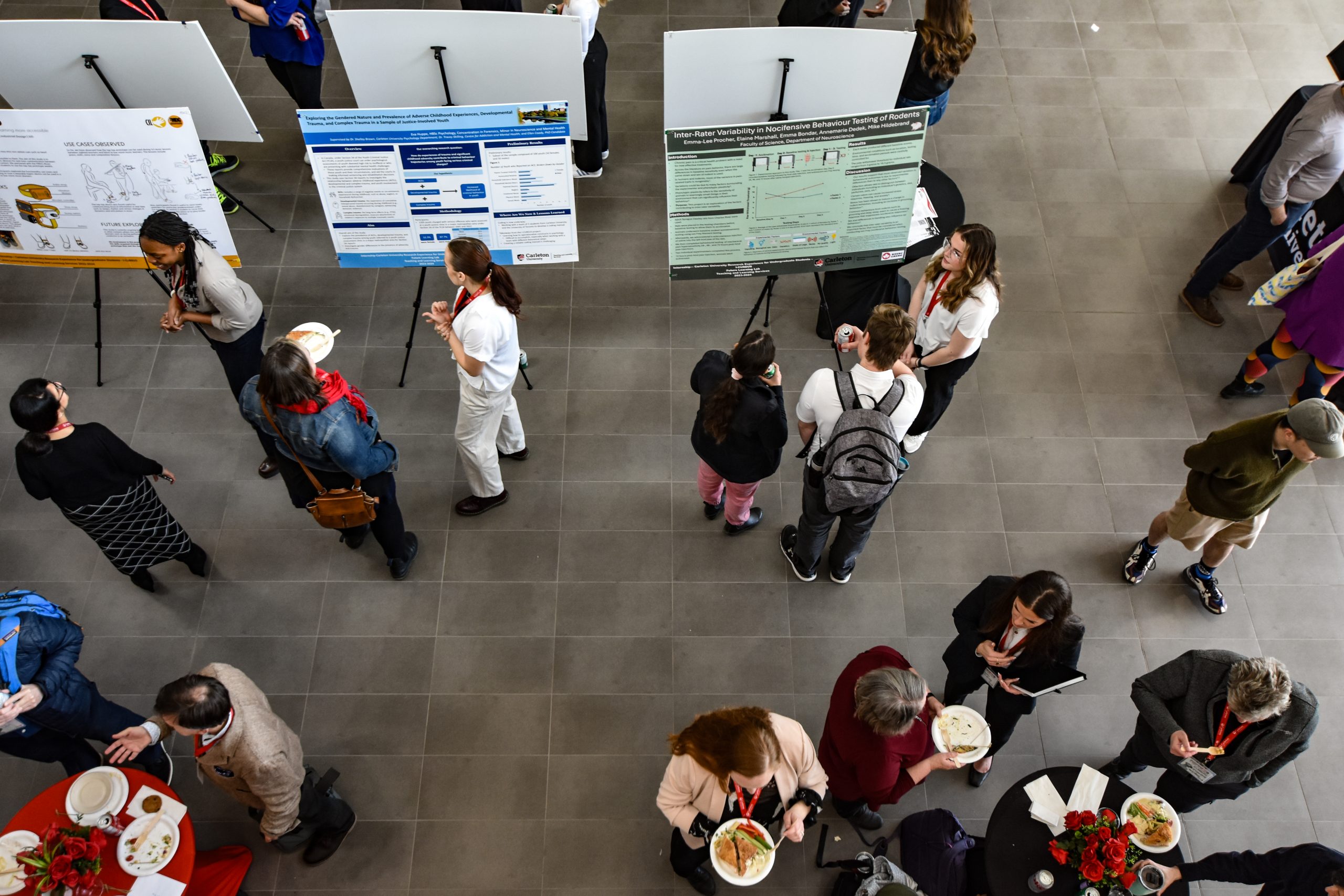 Overhead view of poster presentations during InspirED2024