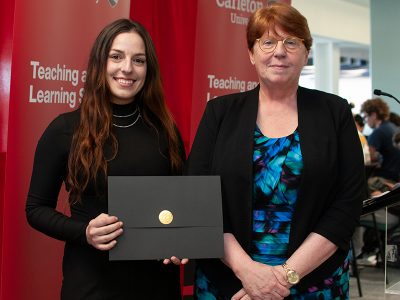 Award winner Cosette Arseneault-Deraps and Provost and Vice-President (Academic) L. Pauline Rankin