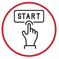 illustration of hand pushing start