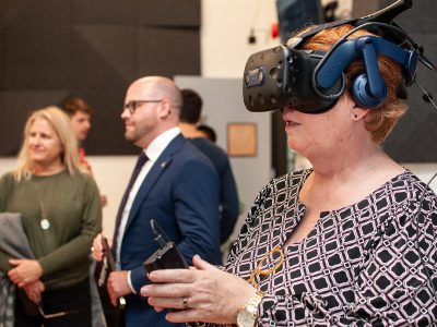 Provost Rankin with a VR headset