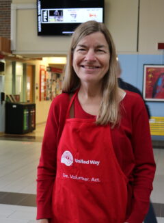 Angela Hayward, Carleton United Way Committee member and organizer of the MacOdrum Library Online Auction.