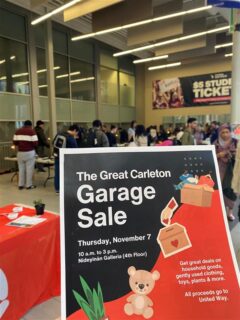 Photo of the event poster, during the Nov. 2024 Great Carleton Garage Sale. 