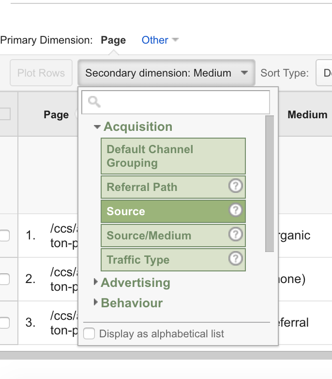 secondary dimension tool in google analytics
