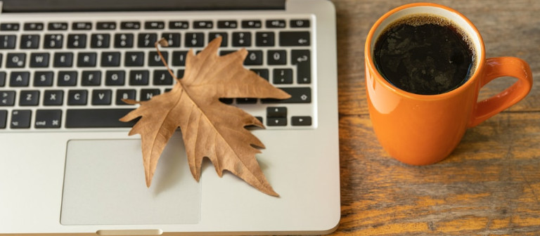 Laptop with maple leaf