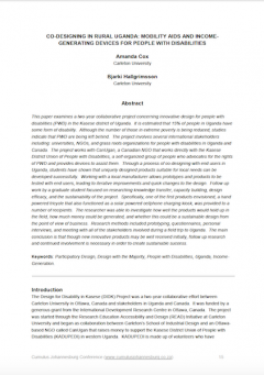 Image and link to : Co-Designing in Rural Uganda: Mobility Aids and Income-Generating Devices for People with Disabilities.
