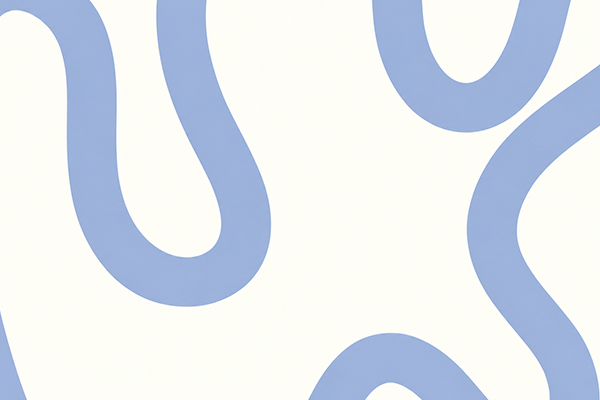 Abstract pale blue curves on a cream background.
